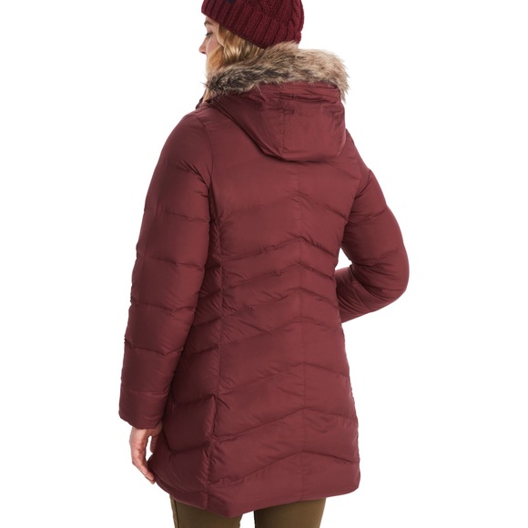 NWT Marmot Women’s Montreal 700 Fill Down Fur Lined Long Parka Port Royal Red - Picture 4 of 14